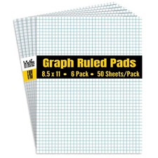 6 Pack Graph Pads 8.5x11" Quadrille Grid 50 Sheets Per Pad