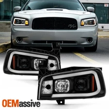 [Halogen] Fits 2006-2010 Dodge Charger Sedan Black DRL LED Projector Headlights