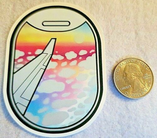 Cool Multicolor Plane Window Sticker With Plane Wing and Clouds Sticker Decal  - 第 1/1 張圖片