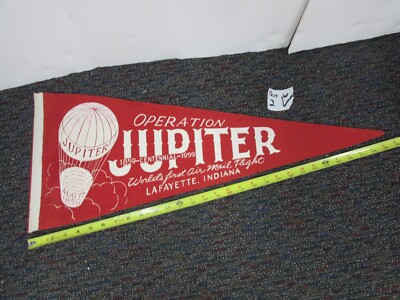 Operation Jupiter AIR MAIL flight balloon centennial pennant flag Lafayette IN
