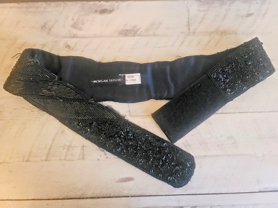 VINTAGE Morgan Taylor Black Beaded Cummerbund Womens Belt Sz  display picture 2