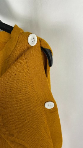 Ann Taylor Womens Sweater Boat Neck Wool Blend Button Detail Gold Size Small - Imagen 6 de 8
