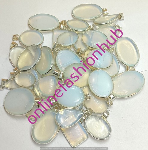 Bulk Opalite Gemstone 925 Sterling Silver Plated Wholesale Lot Pendant Jewelry - Picture 3 of 3