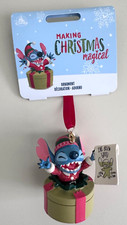 BNWT Disney Lilo & Stitch - Stitch in Elf Costume Sketchbook Christmas Ornament