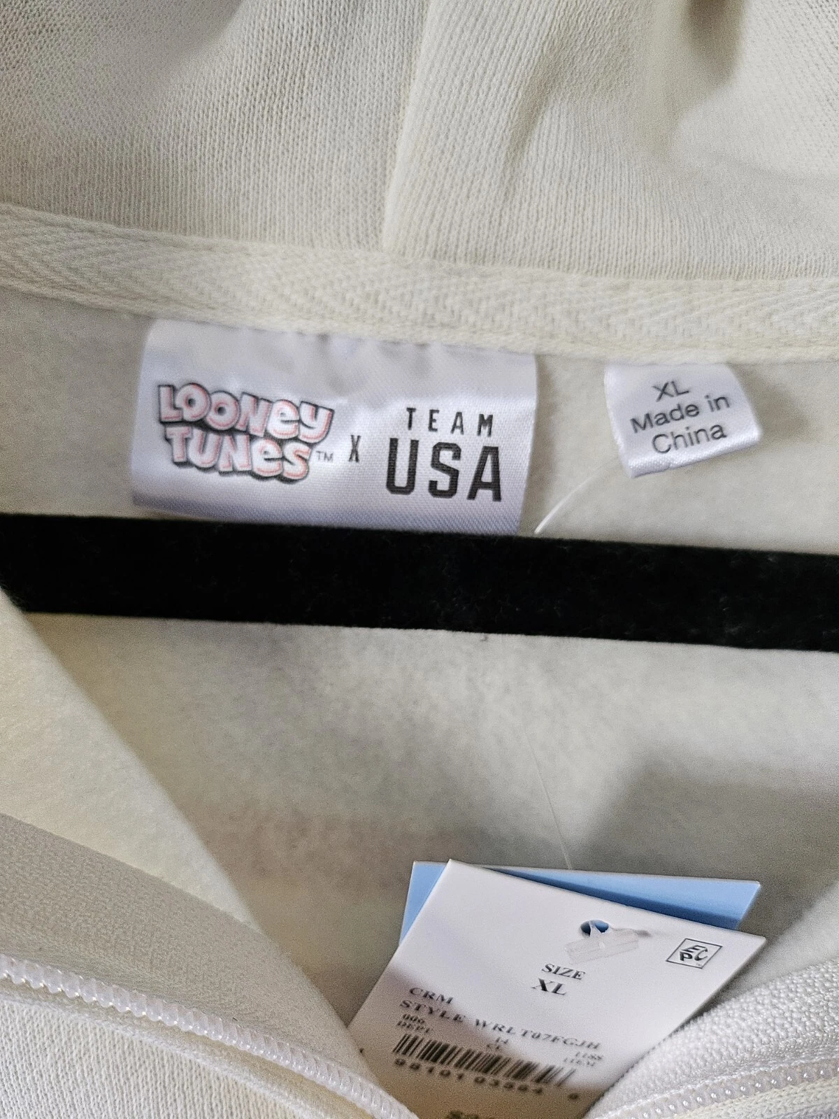 OFF WHITE Felpa con cappuccio donna Looney Tunes X Team USA zip taglia XL