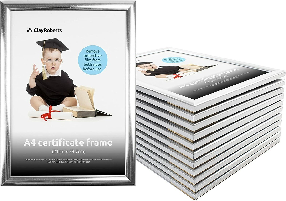 A4 Photo Frames Pack of 12 Certificate Art Picture Frame Black White Silver Grey