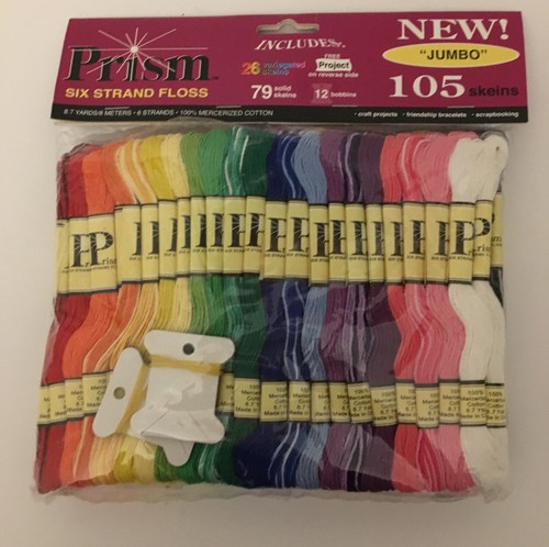 Prism 6-Strand Floss Jumbo Pack 8.7yd 105 Skeins/Pkg Assorted Colors 12 Bobbins - Picture 1 of 2