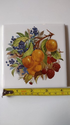 Set Of 4 Miscellaneous Fruit centered tile NOOS W Markings - Picture 2 of 9