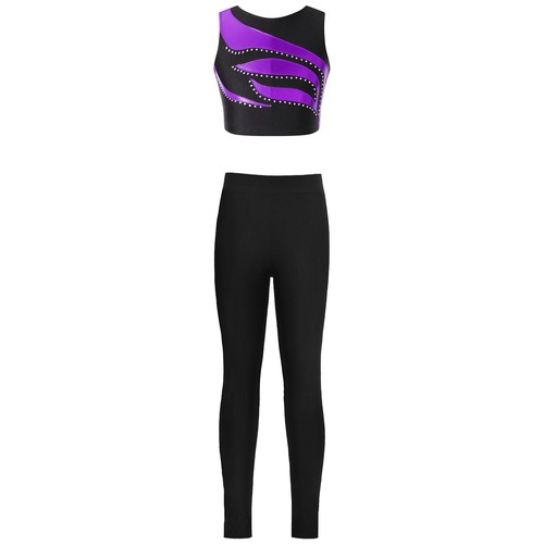 Girls Kids Sets Activewear Outfit Round Neckline Dancewear Tracksuit Clothing - Picture 37 of 57