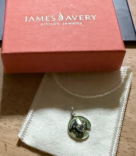 CIONDOLO JAMES AVERY SMALTO RANA SU GIGLIO PAD ARGENTO STERLING 3D RITIRATO NUOVO CON SCATOLA