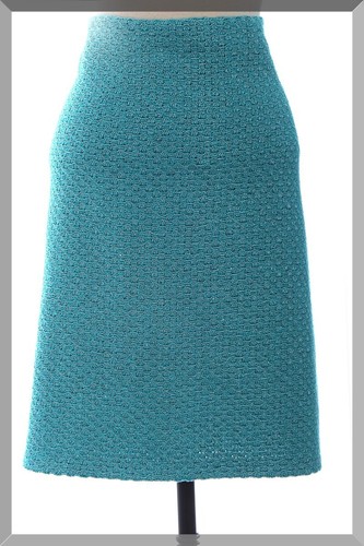 St John Knits Textured Skirt Aqua Sage Silver Multi Size 8 NWOT $695