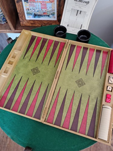 Whittlecraft Backgammon - complete 1970s full size cased set with rules leaflet - Picture 8 of 24