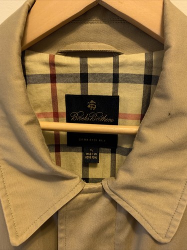 Brooks Brothers Trench Coat Jacket Suit Over Coat XL Beige Khaki - Picture 2 of 24