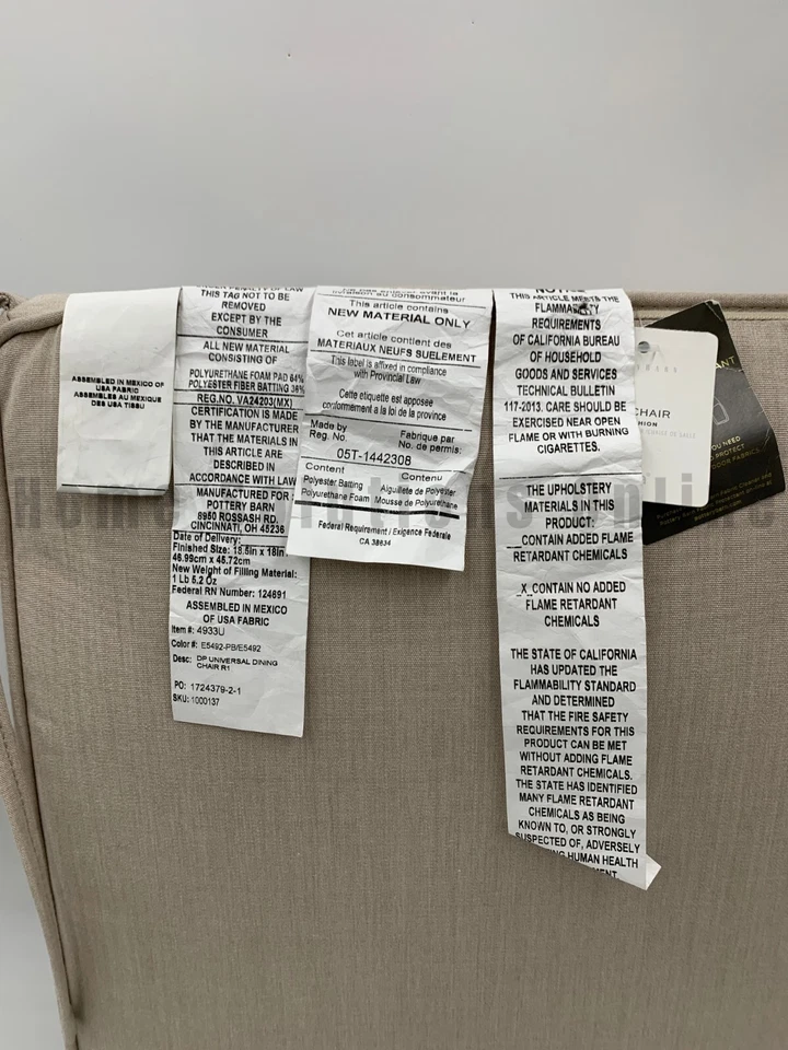 Cojín para silla de comedor exterior Pottery Barn con tuberías lino 19" cuadrado #Z1170D Foto 3 de 4