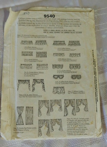 SIMPLICITY HOUSE PATTERN 9540 VALANCES AND CURTAINS - Picture 3 of 3