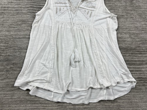 American Eagle Top Womens Small White Sleeveless Cotton Viscose - Picture 3 of 10