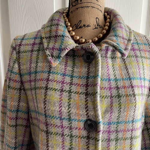 Coach karierter Tattersall Tweed Wollmantel Jacke Größe Large - Bild 2 von 14