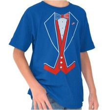 Patriotic American Flag 4th of July Tuxedo Boys Graphic Tees Youth T Shirts