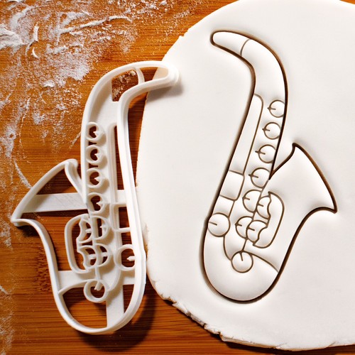 Set of 4 Music instrument cookie cutters: Violin, Saxophone, Grand Piano & Harp - Picture 3 of 13