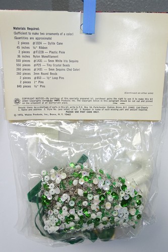 Vintage NOS WALCO Weihnachtsschmuck Set grün/weiß ELFE ZUCKERSTANGEN Nr. 3420 - Bild 3 von 4