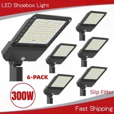 6 Pack 300W Led Street Lights for Parking Lot Stadium Garden Pathway, AC110-277V