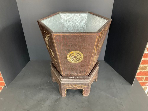 Asian Octagon Planter w/ Stand & Insert - Picture 4 of 14