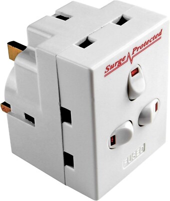 3-fach geschalteter überspannungsgeschützter 13A Adapter 3 UK Netzstecker mit NEON geschaltet
