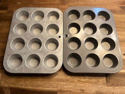 Vintage Mirro 12 Mini Muffin Cupcake Tins Pan Coated