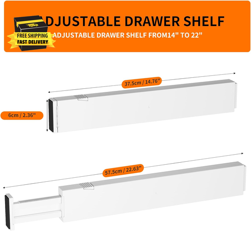 Schubladenteiler 3er Pack, 2,36" hoch, 14,76-22,6" verstellbare Schubladenteiler für Cl - Bild 2 von 7