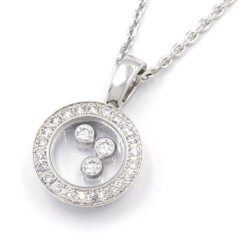 Chopard Happy Diamond Necklace 18K WG White Gold Pendant 16.3in 8.6g w/Box