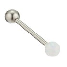 Body Candy Stainless Steel White Opal Ball Body Piercing Barbell Tongue Ring 14G