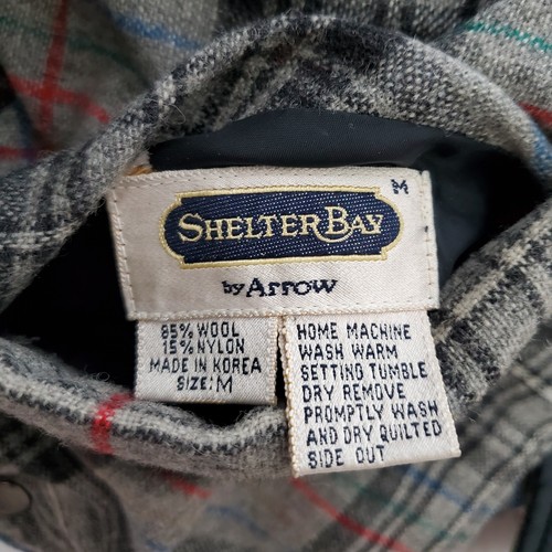 Arrow Shelter Bay Jacket Vest Mens M Black Plaid Reversible Wool Blend Vintage - Picture 7 of 11