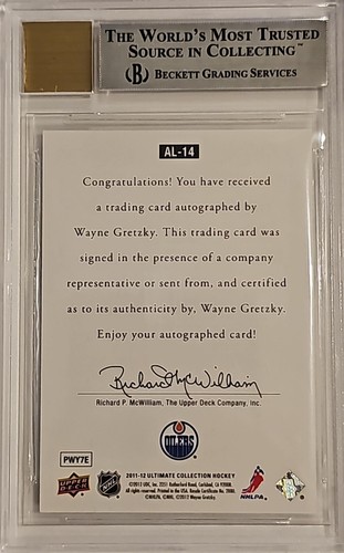 WAYNE GRETZKY 2011-12 Ultimate Col 1997 Legends Autographs BGS 9 w/10 Auto SSP - Picture 2 of 2
