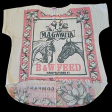 Flour Sack HORSE Feed Sack Top T Shirt Vintage Look Cotton One Size TEE New