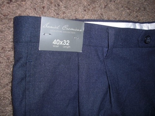 DANIEL CREMIEUX blue pleated polyester blend Dress Pants 40x32 NEW NWT - Picture 3 of 4