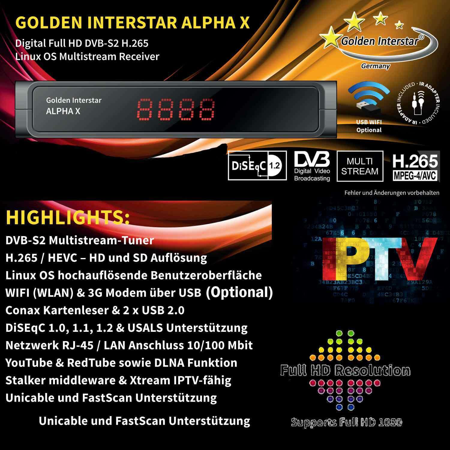 Türkische TV Sat Receiver Alpha X FULL HD vorprogrammiert Deutsch Türkisch LAN