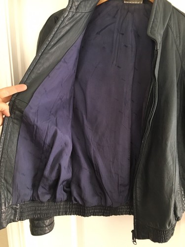 BMW 1980s Vintage LEATHER Cafe Racer Jacket Mens USA LARGE Grosse 48 Small - Picture 7 of 12