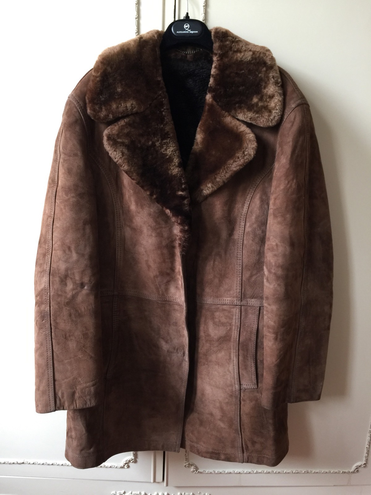 ALTRA Giacca Unisex Vera Pelle di Nave Cappotto In Pelliccia Marrone Pelle di Nave 3 Bottoni