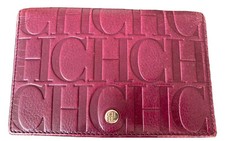 CAROLINA HERRERA 🔥MONOGRAM EMBOSSED COMPACT WALLET BURGUNDY LARGE