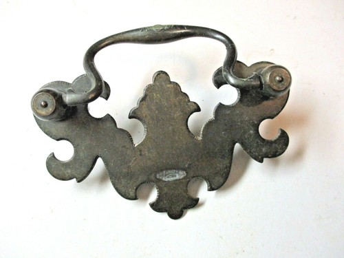 A277DC Bat Drop Bail Drawer Pull Handle Dark Aged Brass Steel 3" Centers Antique - Picture 2 of 8