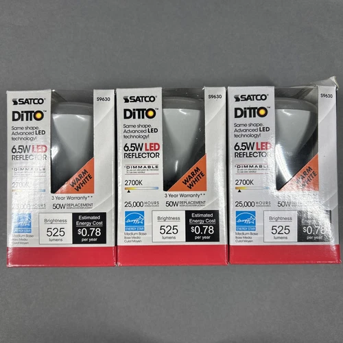 (3 PACK) LED Reflector Bulb R20 6.5W Medium Base Light Bulb Dimmable Flood S9630 - Picture 2 of 6