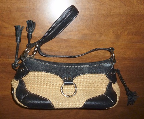 THE SAK *STRAW & LEATHER* RECTANGULAR SHOULDER-BAG/HANDBAG/PURSE - Picture 1 of 4