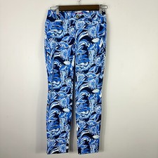 Lilly Pulitzer Pants Women 00 Tropical Floral Blue White Resort Coastal Vacation