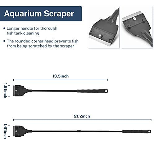 Aquarium Algae Scraper Cleaning Tools w/ 5 Stainless Steel Blades for Fish Tank - Picture 3 of 5