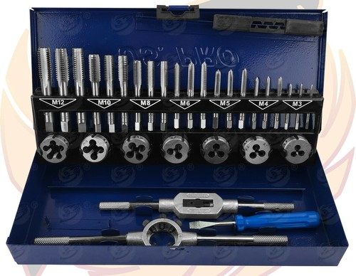 BERGEN Metric Tap And Die Set 32pc M3 M4 M5 M6 M8 M10 M12 Tap & Die & Taper Plug - Picture 9 of 11