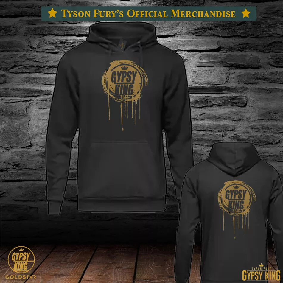 OFFICIAL TYSON FURY GYPSY KING DRIP LOGO BLACK HOODIE PULL OVER SWEATSHIRT