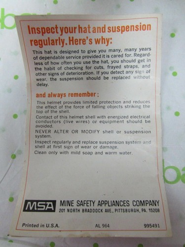 VTG Unused MSA Comfocap gold hard hat 50 anniversary - Bild 8 von 12