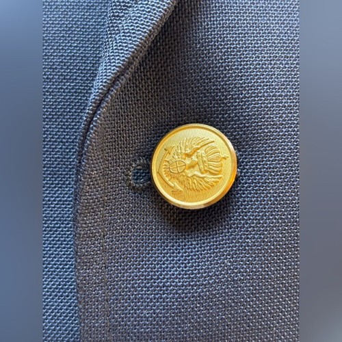 VINTAGE Navy Blue Blazer Gold Button 41L Classic Prep Academia Ivy Sport Coat - Picture 3 of 13