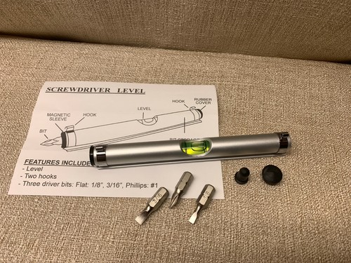 Avon Lifestyle Solutions Screwdriver Level w/ 3 Driver Bits Cover & Hooks-NEW - Picture 2 of 7