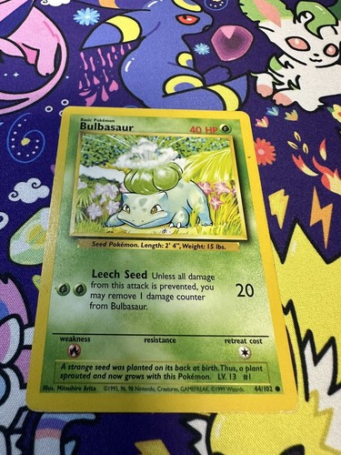 Bulbasaur Base Set Pokemon Card Vintage WOTC 44/102 (c) - Picture 1 of 2
